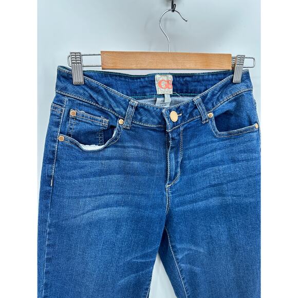 GB Womens Denim Fringe Hem Skinny Jeans Size 9 Festival Mid Rise Cropped Boho - Picture 4 of 9